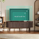 LINSY HOME TV Stand for 65" TV, Mid-Century Modern 58" Entertainment Center with Sliding Tambour Door and Storage Cabinet, Cruved TV Media Console Table for Living Room, Bedroom, Walnut by CozyNest Decor