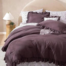 Queen Comforter Set - 7 Pieces Ruffle Purple Bedding Sets, Shabby Chic Farmhouse Bed in a Bag Queen with Ruffle Comforter, Floral Sheets, Pillowcases & Shams by CozyNest Decor