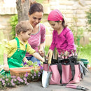 WORKPRO 8-Piece Pink Garden Tool Set, Stainless Steel Gardening Tools with Wood Handle, Including Garden Tote, Gloves, Trowel, Hand Weeder, Cultivator and More, Gardening Gifts For Women - Pink Ribbon by GreenHaven Gardens