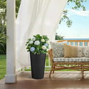 24" Tall Planters for Outdoor Plants, Set of 2 Heavy-Duty Resin Flower Pots, Matte Black Leather Grain Finish, Durable & Weather-Resistant, Ideal for Garden, Patio, Yard, Porch, or Home Use by CozyNest Decor