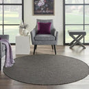 Nourison Positano Indoor/Outdoor Charcoal 6' x Round Area Rug, Easy Cleaning, Non Shedding, Bed Room, Living Room, Dining Room, Backyard, Deck, Patio (6 Round) by CozyNest Decor
