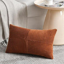 Fancy Homi 2 Packs Rust Lumbar Decorative Throw Pillow Covers 14x24 Inch for Couch Bed Sofa, Rustic Farmhouse Boho Home Decor, Soft Striped Corduroy Rectangle Accent Terracotta Cushion Case 35x60 cm by CozyNest Decor