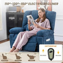 Oversized Power Recliner Chair 350lb with Hidable Cup Holders, Extra Wide Large Big Electric Recliner Chair with Lumbar Support Pillow Nursery Chair Living Room (Power, BLUE-6001) by CozyNest Decor