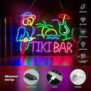 Tiki Bar Parrot Palm Tree Neon Sign for Wall Decor Hawaii Beach Bar LED Light up Signs with Dimmer for Pub Party Man Cave Room Art Decor Gift by CozyNest Decor