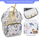 Diaper Bag Backpack, Diaper Bags for Baby Girls Boys, Baby Bags for Moms Dads, Nappy Changing Bag with Insulated Pockets,Multi-functional Waterproof Backpack with Stroller straps-Animal World White by TinyTreasures Baby Boutique