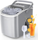 ecozy Portable Ice Maker Countertop, 9 Cubes Ready in 6 Mins, 26lbs in 24Hrs, Self-Cleaning Ice Machine with Handle/Ice Bags/Ice Scoop/Ice Basket, 2 Sizes Bullet Ice for Home Kitchen Office Bar Party by CozyNest Decor