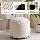 HIGOGOGO Round Stuffed Pouf Ottoman, Corduroy Poufs with Foam Chunk Filling, Furry and Fluffy Pouf Foot Stool Storage Ottoman, 20 X 15 Floor Poufs Foot Rest for Living Room, Beige by CozyNest Decor