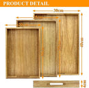 3 Pack Acacia Wood Serving Tray with Handles, Decorative Serving Trays Platter for Breakfast in Bed, Lunch, Dinner, Patio, Ottoman, Coffee Table, BBQ, Party, Great for Lap &Couch (Set of 3) by CozyNest Decor