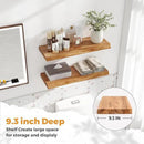 RICHFOCUS Live Edge Elm Floating Shelves - 24" W x 9.3" D Rustic Solid Wood Wall Shelves with Invisible Bracket, Wall-Mounted for Living Room, Bedroom, Kitchen Storage & Display, Set of 2, Natural by CozyNest Decor