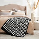 Snuggle Sac Houndstooth Throw Blanket for Couch, Reversible Super Soft Warm Blankets Cozy Knit Fuzzy Plush Lightweight Throws for Sofa, Bed, Camping, Black,50x60 inches by TinyTreasures Baby Boutique