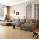 136" Sectional Couches for Living Room Modern Modular Sofa with L-Shape Couchs Upholstered Boneless Couch Deep Seat Sectional Couch with Chaise (Camel, Left Facing Chaise+3Seaters+Ottoman) by CozyNest Decor