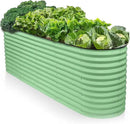 9-in-1 Galvanized Raised Garden Beds Outdoor // 8×2×2.5 ft Modular Planter for Gardening, Vegetables, Flowers // 32" Extra Tall Metal Raised Garden Bed (Light Green) // Patented Design Planter Box by GreenHaven Gardens