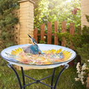 VCUTEKA Bird Baths for Outdoors, Glass Bird Bath with Metal Standing for Garden, Yards Patio Décor, Bird Lovers Gift, Sunflower Glass Birdbath Detachable (22" H * 18" W) by GreenHaven Gardens