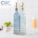 COOK WITH COLOR Glass Olive Oil Bottle Dispenser - 2 Pack- 17oz Oil and Vinegar Cruet - Olive Oil Carafe Decanter for Kitchen by CozyNest Decor