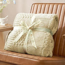 Amélie Home Chenille Knit Throw Blanket for Couch, Checkered Texture Decorative Soft Blanket for Sofa, Bed & Living Room, 50"x60", Beige by CozyNest Decor