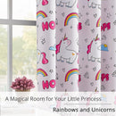 Unicorn Blackout Curtains for Girls' Bedroom - 2 Panels, Each W52×L84, 100% Blackout, Energy Efficient, Thermal Insulated, Noise Reducing, Pink Girls Curtains by TinyTreasures Baby Boutique