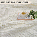 L'AGRATY Chunky Knit Blanket Throw: 80''x90'' Chenille Chunky Knitted Throw Blanket for Bed Couch - Handmade Thick Big Cable Knit Blanket - Large Chunky Crochet Blanket for Home Decor(Cream White) by CozyNest Decor