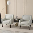 UIXE Accent Chairs Set of 2, Fabric Upholstered Armchair for Living Room, Comfy Arm Chair Single Sofa Bedroom Side Reading Seat - Flax Beige by CozyNest Decor