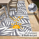 OLANLY Waterproof Outdoor Rug 6x9 ft, Reversible Outdoor Plastic Straw Rug with Leaf Pattern, RV Mat, Indoor Outdoor Carpet for Patio, Camping, Balcony, Deck, Backyard, Grey & White by CozyNest Decor