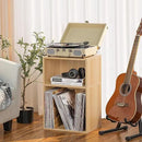 LEYAOYAO 2 Cube Bookshelf,Natural Record Player Stand Holds up to 100 Albums, Mini Wood Book Shelf Storage Organizer,Turntable Stand with Vinyl Storage Cabinet, Narrow Open Bookcase for Small Spaces by CozyNest Decor