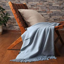 CUDDLE DREAMS Silk Throw Blanket with Hand-Knotted Fringe, Natural, Soft & Breathable (Ice Blue) by CozyNest Decor