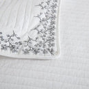 MarCielo 3-Piece 100% Cotton White Striped Quilt Set with Botanical Edge Embroidery TC(Sakura White,Queen (98" X 90")) by CozyNest Decor