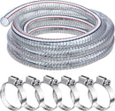 Frienda Heavy Duty Steel Wire Flexible Tubing with Fasteners PVC High Pressure Drain Hose Tube Pond Tubing Clear Wire Reinforced for Pond Bilge Pump Vacuum Suction Hose(10 Ft, 1 Inch Id) by GreenHaven Gardens