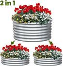 KING BIRD Raised Garden Bed Galvanized Round Planter Box Outdoor for Gardening, Plants, Vegetables, Flowers, Silver, 47x47x12 in 2 Packs by GreenHaven Gardens
