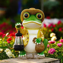 Large Frog Garden Statue, 13.3 Inches Tall, Resin Frog Decor with Solar Lantern for Outdoor Decoration and Housewarming by CozyNest Decor