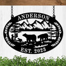 Custom Farmhouse Farm Sign, Custom Bear Monogram Name Sign, Ranch Sign, Outdoor Family Name Sign, Personalized Family Name Bear Metal Wall Sign, Personalized Rustic Name Sign by CozyNest Decor