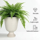 Worth Garden 2-Pack 19.5" H Plastic Urn Planters, Grayish White Large Lightweight Imitation Stone Textured Decorative Flower Plant Pots with Drainage Hole for Indoor Outdoor Patio Front Porch by CozyNest Decor