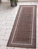 Unique Loom Outdoor Border Collection Area Rug - Soft Border (2'x 6' 1" Runner, Brown/ Ivory) by GreenHaven Gardens