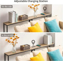 ELYKEN 2 Pack 5.9" Narrow Console Sofa Table with Power Outlets, 5.9" Dx39.4 Wx31.1 H Long Couch Table with Metal Frame and Charge Station with 6.5’ Extension Cord, White Oak by CozyNest Decor