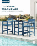 Tall Adirondack Chairs Set of 4, HDPE Wood Balcony Adirondack Chairs Set with Heart Cutout Design, Weather-Resistant Bar Height Furniture for Deck, Porch, Pool (Navy Blue) by GreenHaven Gardens