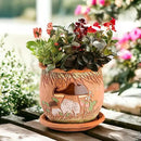 Ceramic Pot with Drainage Hole and Saucer, Plant Pots, Modern Decorative Planters for House Plants Indoor Flowers Plants, Cute Flower Pot - Gifts (Mushrooms) by CozyNest Decor