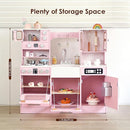 Wooden Play Kitchen for Toddlers and Kids with Lights & Sounds, Large Interactive Pretend Play Set with Ice Maker, Stove, Sink, Oven, 12 Accessories - Ages 3-8 by TinyTreasures Baby Boutique