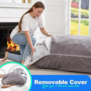 Hobestluk 3 in 1 Bean Bag Chair Giant Bean Bag Chairs for Adults with Chevron Plush Fur Cover Convertible Bean Bag Floor Cushion with Machine Washable Cover for Living Room (Plush Grey) by CozyNest Decor