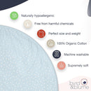 Byrd & Blume Round Baby Play Mat, Organic Cotton Soft Padded Nursery Floor Mat, Safe Hypoallergenic Baby Mat, Reversible, Foldable, Portable Infant Tummy Time Mat Fits Tents & Playpens (40"x40") Blue by TinyTreasures Baby Boutique