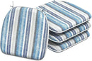 Indoor/Outdoor Chair Cushions 16x17 Inch, Patio Chair Cushions with Ties, All Weather Seat Cushions for Patio Furniture Home Garden Chair Use, Set of 4, Stripe Layered Blue by GreenHaven Gardens