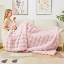 Latepis Faux Fur Twin Blanket Plush Light Pink 60x80 Inch Cute Fluffy Warm Bubble Blankets for Couch Bedroom Soft Blankets for All Seasons Cozy Blanket for Woman Gift, 860gsm by CozyNest Decor
