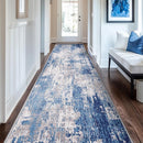Washable Area Rugs 2'x10' Non-Slip Modern Abstract Soft for Living Room Entryway Bedroom Nursery, Print Pattern, Blue Grey Navy Gray by TinyTreasures Baby Boutique