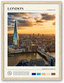 HesenDot Natural OAK Wood Framed London City Wall Art,12x16in Landscape Canvas Wall Print Poster,Classic Urban Landmark Wall Decor for Living Room,Bedroom,Office Gallery Set of 1 by CozyNest Decor