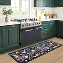 Runner Rug for Entryway: 2x6 Kitchen Rugs Non Slip Washable Ultra-Thin Soft Floral Carpet Indoor Floor Stain Resistant Carpets for Hallway Bedroom Kitchen Laundry Bathroom Dorm Black by TinyTreasures Baby Boutique