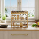 Spice Rack Wall Mounted, Spice Organizer for Counter, Bamboo Spice Storage Holder for Kitchen Cabinet, Pantry (Spice Jars Not Included, Natural) by CozyNest Decor