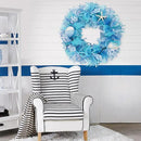 24 Inch Coastal Seashell Large Wreath with Natural Starfish & Scallops Shell, Blue Beach Style Front Door Wreath with for Spring Summer, Farmhouse Rustic Indoor Outdoor Home Wall Wedding Decor by CozyNest Decor