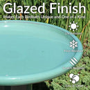 Sunnydaze 21" H Ceramic Bird Bath for Outside - Hand-Painted Outdoor Bird Bath Bowl, UV/Frost-Resistant Finish - Seafoam - Cut Out Pedestal by GreenHaven Gardens