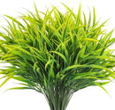 Ouddy Decor 16 Bundles Artificial Plants Outdoor Fake Grass Greenery Stems UV Resistant Faux Plastic Plants Shrubs for Spring Summer Home Garden Pathway Window Box Front Porch Decor, Yellow