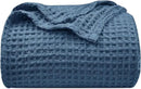 PHF Ultra Soft Waffle Weave Blanket Queen Size 90"x 90"- Washed Lightweight Breathablee Cozy Woven Blanket - Great for Couch Bed Sofa Home Car - Navy Blue by CozyNest Decor