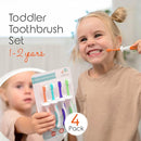 Cherish Baby Care Toddler Toothbrushes 1-2 Years (4-Pack) - BPA-Free & Safety-Tested Kids Toothbrush Kit, Designed by a Pediatric Dentist, Soft-Grip Toothbrush for Kids, My First Toothbrush Set by TinyTreasures Baby Boutique