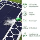 GENIMO 10 ' x 20 ' Outdoor Rug Waterproof for Patio Decor, Foldable Reversible Plastic Straw Area Rugs Mat for Camper, Outside Carpet for Rv, Deck, Porch, Picnic, Beach, Balcony, Blue & White by GreenHaven Gardens